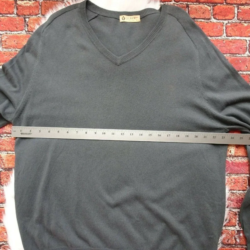 J. Crew Men's Sweater V-Neck Cotton Cashmere Gray Pullover Preppy Long Sleeve XL